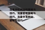 流量分配网站的策略与技巧，流量管理策略与技巧，流量分发网站，策略与技巧