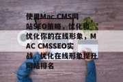 使用Mac CMS网站SEO策略，优化和优化你的在线形象，MAC CMSSEO实战，优化在线形象提升网站排名