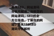 暴风SEO，网站源码分析与解读，分析您的网站源码，SEO的全方位指南，了解你的网站，暴风SEOSEO源码分析解析