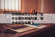 沈阳网站优化攻略，全方位提升网站权重，助力企业在线腾飞