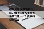 帽子先生88关通关攻略，帽子先生八十八关通关攻略，一个高手的秘密武器!