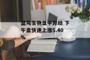 蓝鸟生物盘中异动 下午盘快速上涨5.40%