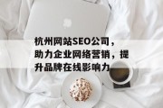 杭州网站SEO公司，助力企业网络营销，提升品牌在线影响力