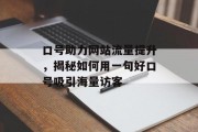 口号助力网站流量提升,揭秘如何用一句好口号吸引海量访客 口号助力网站流量提升,揭秘如何用一句好口号吸引海量访客