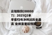 云铝股份(000807)：2025Q2单季度归母净利润历史最高 业绩显著超预期