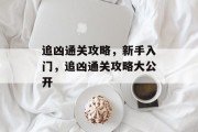 追凶通关攻略，新手入门，追凶通关攻略大公开