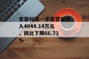 宝馨科技一季度营业收入4044.14万元，同比下降66.73%