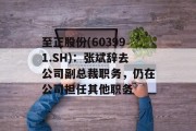 至正股份(603991.SH)：张斌辞去公司副总裁职务，仍在公司担任其他职务