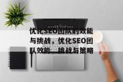 优化SEO团队的效能与挑战，优化SEO团队效能，挑战与策略