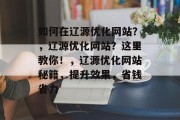 如何在辽源优化网站？，辽源优化网站？这里教你！，辽源优化网站秘籍，提升效果，省钱省力