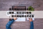 提升网站SEO排名的策略,优化SEO策略,提升网站排名的必备技巧