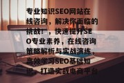 专业知识SEO网站在线咨询，解决你面临的挑战！，快速提升SEO专业素养，在线咨询策略解析与实战演练，高效学习SEO基础知识，打造实战电商平台