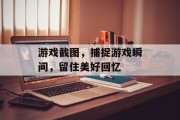 游戏截图，捕捉游戏瞬间，留住美好回忆