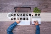 农机股逆势拉升，星光农机午后涨停