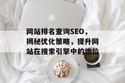网站排名查询SEO，揭秘优化策略，提升网站在搜索引擎中的地位