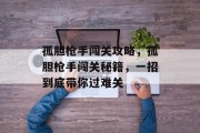 孤胆枪手闯关攻略,孤胆枪手闯关秘籍,一招到底带你过难关