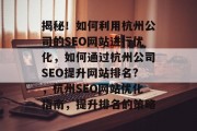 揭秘！如何利用杭州公司的SEO网站进行优化，如何通过杭州公司SEO提升网站排名?，杭州SEO网站优化指南，提升排名的策略