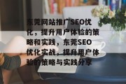 东莞网站推广SEO优化，提升用户体验的策略和实践，东莞SEO优化实战，提升用户体验的策略与实践分享