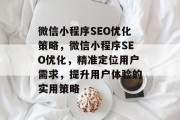 微信小程序SEO优化策略，微信小程序SEO优化，精准定位用户需求，提升用户体验的实用策略