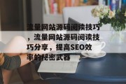 流量网站源码阅读技巧，流量网站源码阅读技巧分享，提高SEO效率的秘密武器