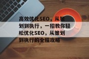 高效优化SEO，从策划到执行，一招教你轻松优化SEO，从策划到执行的全程攻略