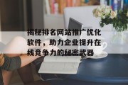 揭秘排名网站推广优化软件，助力企业提升在线竞争力的秘密武器