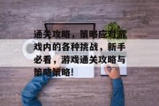 通关攻略，策略应对游戏内的各种挑战，新手必看，游戏通关攻略与策略策略!