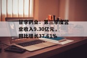甘李药业：第三季度营业收入9.30亿元，同比增长37.61%