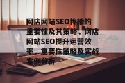 网店网站SEO传播的重要性及其策略，网店网站SEO提升运营效率，重要性策略及实战案例分析