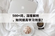 500+词，深度解析，如何提高学习效率？