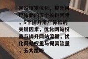 网站权重优化，提升用户体验的五个关键因素，5个提升用户体验的关键因素，优化网站权重与提升网站流量，优化网站权重与提高流量，五大策略