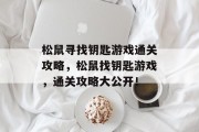 松鼠寻找钥匙游戏通关攻略,松鼠找钥匙游戏,通关攻略大公开!