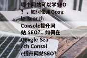 哪个网站可以学SEO?,如何使用Google Search Console提升网站 SEO?,如何在Google Search Console提升网站SEO? 哪个网站可以学SEO?,如何使用Google Search Console提升网站 SEO?,如何在Google Search Console提升网站SEO?
