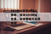 SEO网站密度的优化策略，提高SEO网站密度，关键策略与实践指南