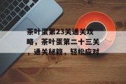 茶叶蛋第23关通关攻略，茶叶蛋第二十三关，通关秘籍，轻松应对
