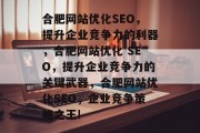 合肥网站优化SEO,提升企业竞争力的利器,合肥网站优化 SEO,提升企业竞争力的关键武器,合肥网站优化SEO,企业竞争策略之王!