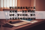 梦幻花园通关第六十五关攻略——探索神秘的秘密,梦幻花园,第六十五关攻略探秘神秘秘密
