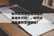 如何高效地使用网站计算插件代码？，如何快速搭建和管理网站？