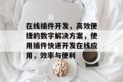 在线插件开发，高效便捷的数字解决方案，使用插件快速开发在线应用，效率与便利