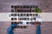 惠州优化网站SEO公司，惠州SEO优化公司排名提升案例分析，惠州 SEO优化公司案例分析，提升网站排名如何实现？