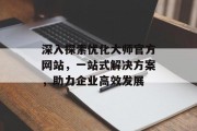 深入探索优化大师官方网站，一站式解决方案，助力企业高效发展