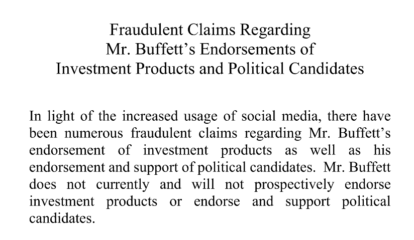 巴菲特发声:不会支持任何总统候选人!