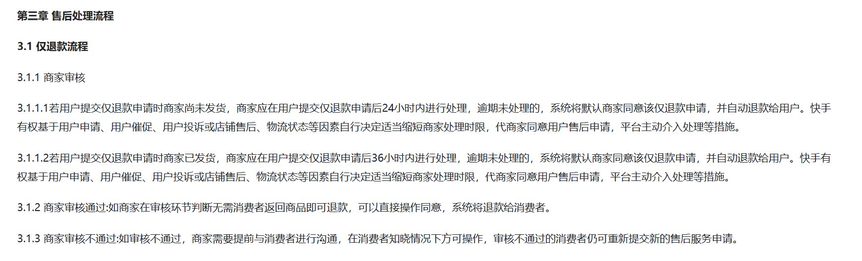 快手取消“仅退款”? 系完善服务细则 仅下架“退款不退货”服务标签