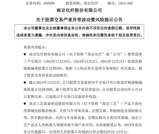 12连板大牛股发声:收购标的公司人形机器人相关订单仅10多万元!