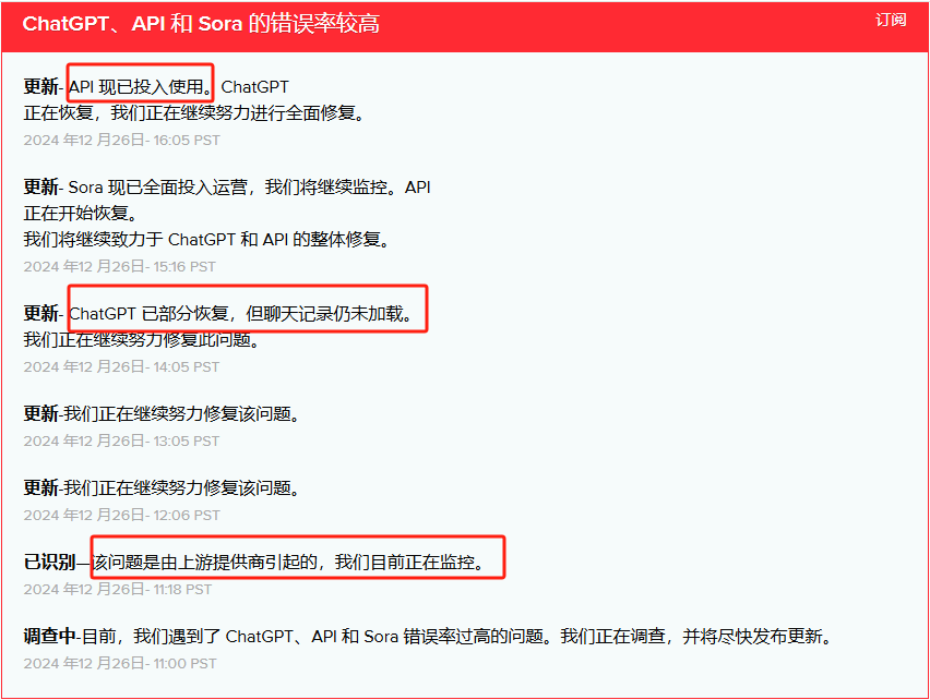 ChatGPT、Sora又宕机 OpenAI:由上游提供商引起 仍在修复