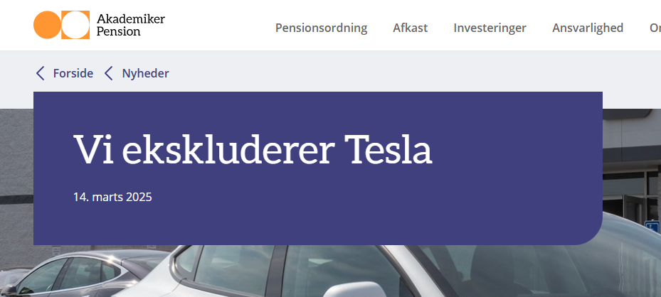 丹麦养老基金“拉黑”特斯拉,责备马斯克正在摧毁品牌