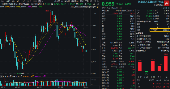 关税大棒下,出海题材首当其冲,中际旭创跌超5%!创业板人工智能创阶段新低,资金继续加码159363