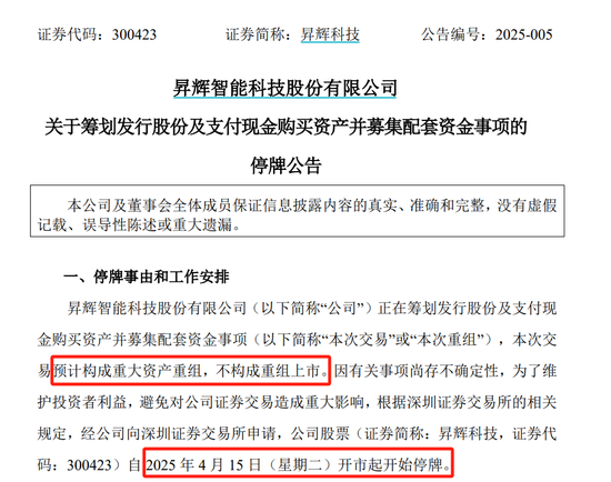 300423,重大资产重组,明起停牌!