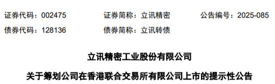 立讯精密,拟香港IPO,或由中金、中信、高盛联席保荐 | A股公司香港上市