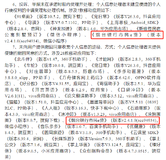 烟台银行等因违法违规收集使用个人信息被通报